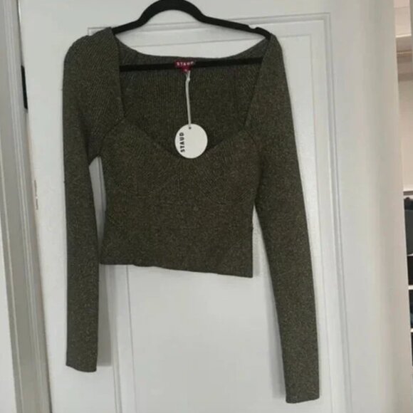 NWT Staud Cerro gold and black bustier top - Picture 1 of 9